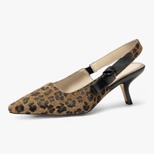 Boutique Print Womens Sling Back Kitten Heels Low Dress Shoes Slingback Pumps